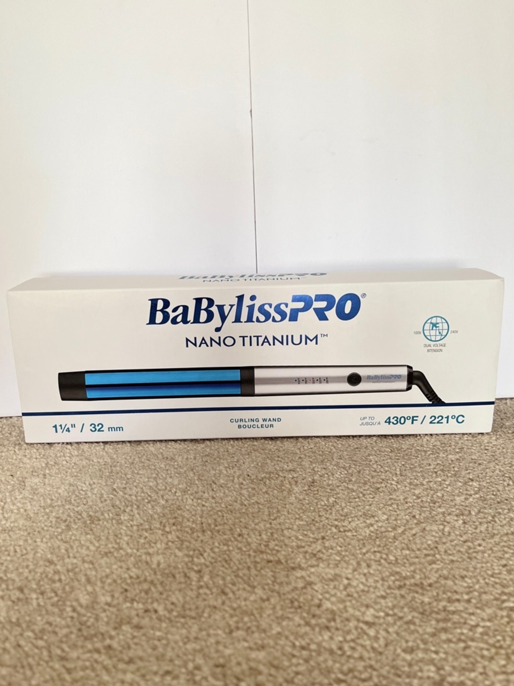 BaBylissPro Nano Titanium Professional 1 1/4” Curling Wand in Midnight Blue